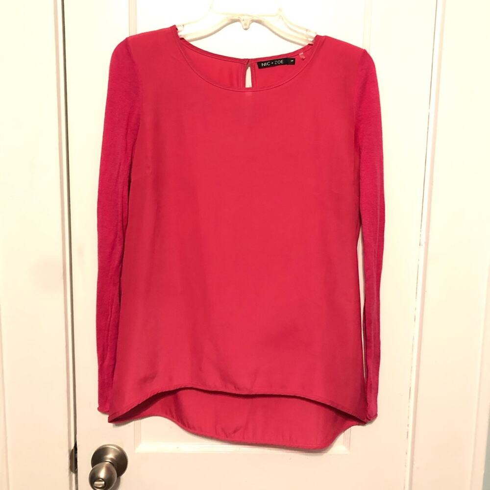 Nic and Zoe hot pink knit top